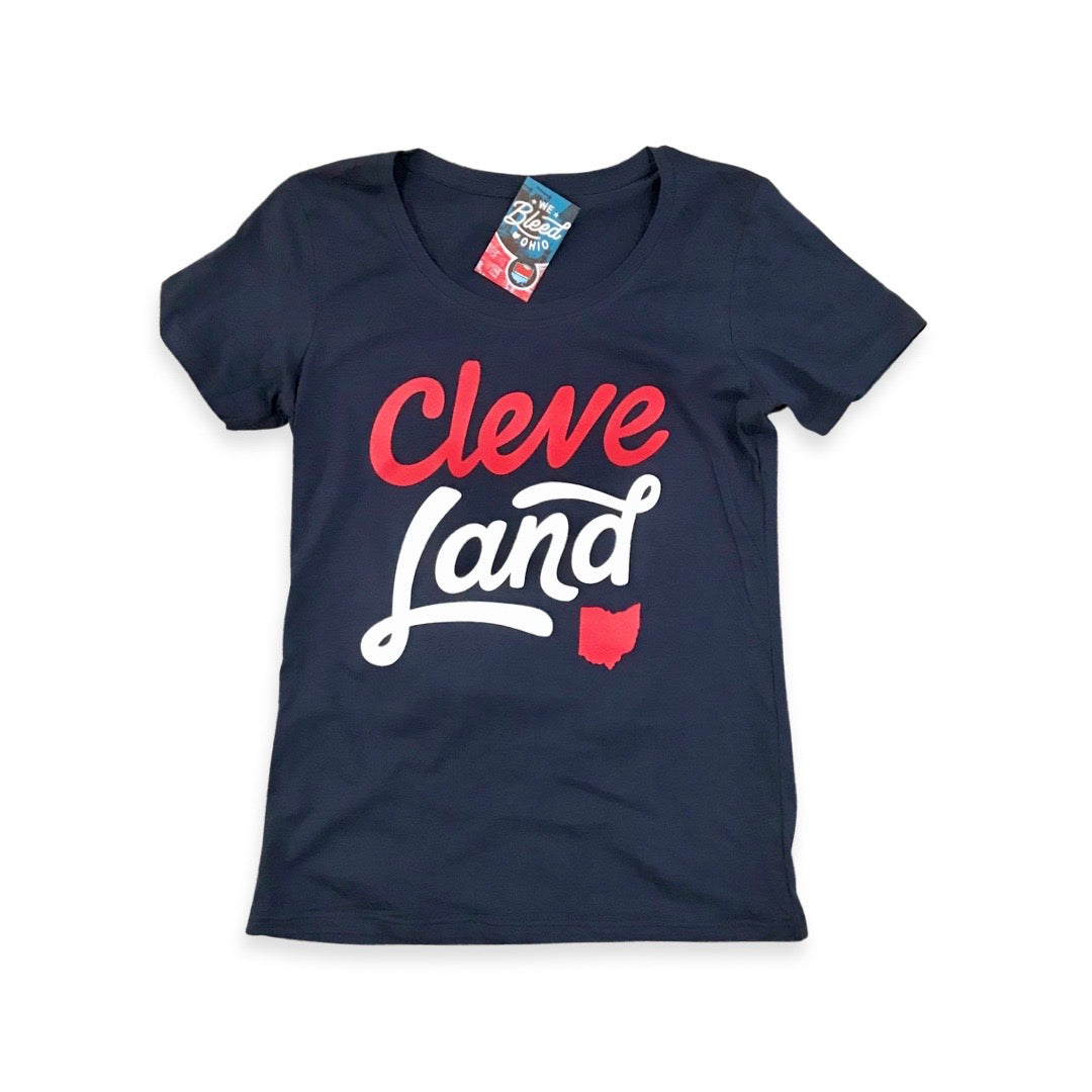 CleveLand Ohio Script - Womens Ballpark Tshirt, T-shirts, WeBleedOhio, WeBleedOhio