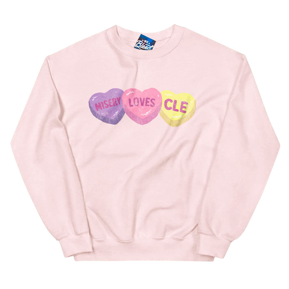 CLE Candy Heart Sweatshirt, Sweatshirts, WeBleedOhio, WeBleedOhio