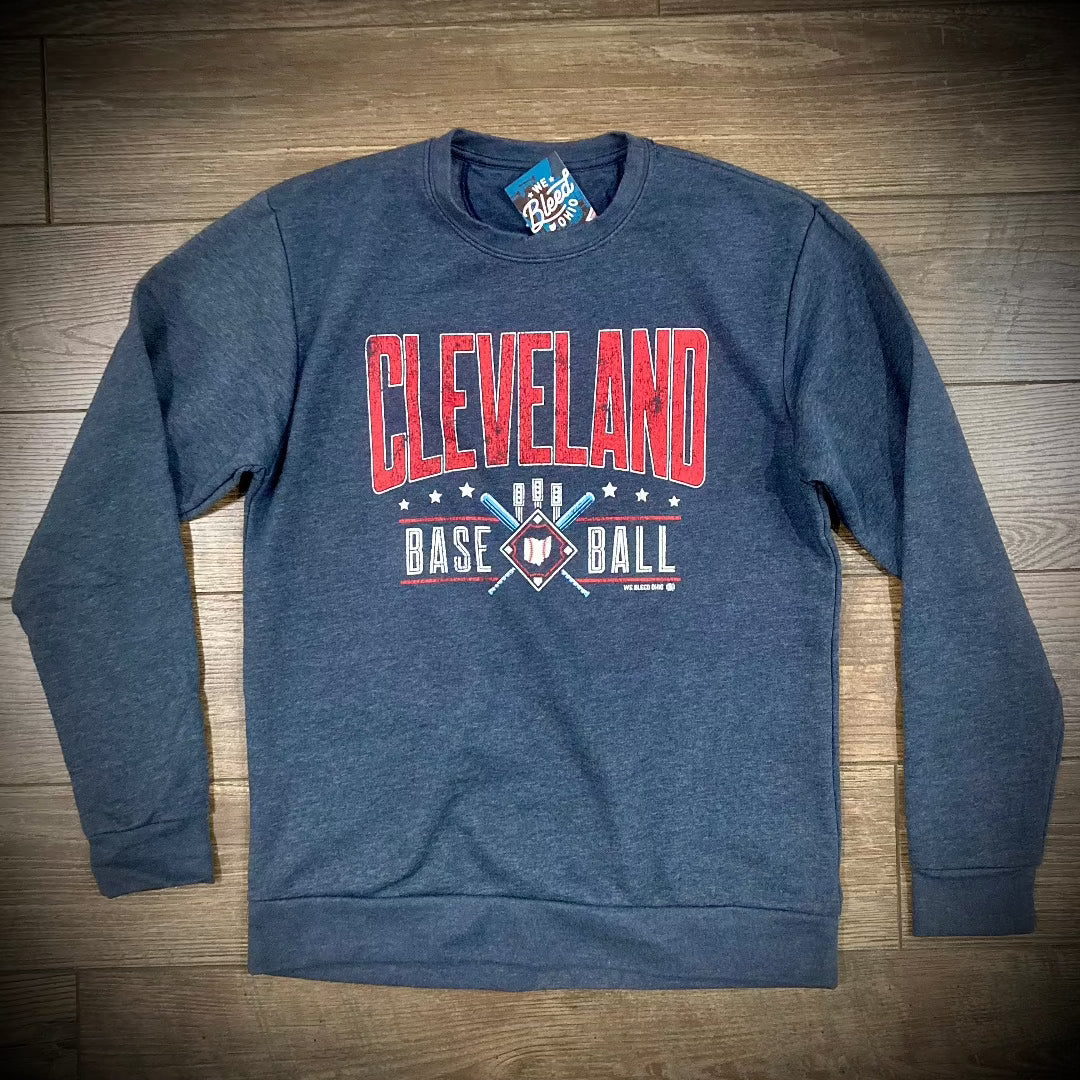 Cleveland Retro - Baseball Crew Neck Sweatshirt, Sweatshirt, WeBleedOhio, WeBleedOhio