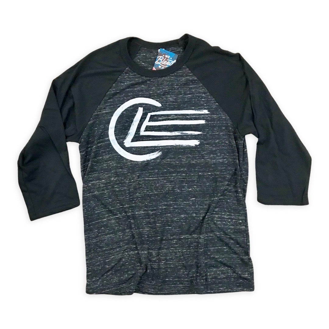 WeBleedOhio Cleveland Athletic Script - Diamond 3/4-Sleeve Raglan T-Shirt XXXLarge / 3/4 Sleeve Tshirt / Gray