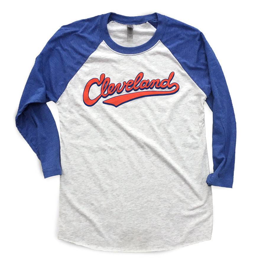 cilia Medic mumlende Cleveland Athletic Script - Retro 3/4-Sleeve Raglan T-shirt | WeBleedOhio