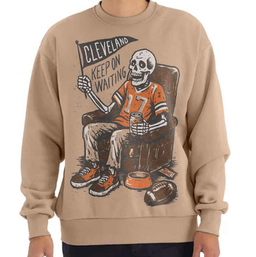 Keep On Waiting Cleveland - Football Crewneck