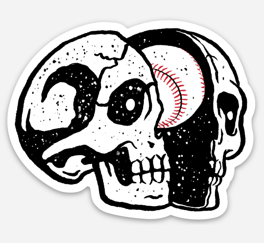Sticker - Baseball Mind Skull