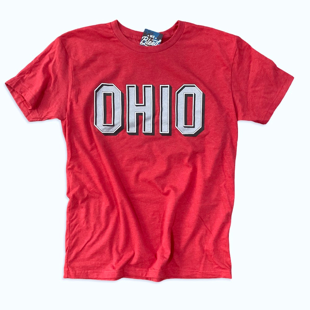 Bold Ohio Shadow Text - Blended Tshirt, T-shirts, WeBleedOhio, WeBleedOhio