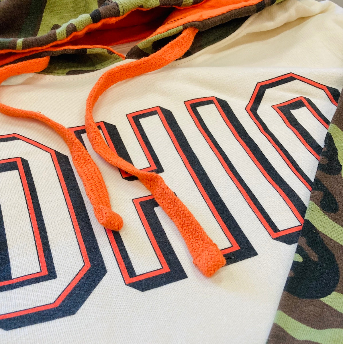 Block Ohio Text - Camo Pullover Hoodie