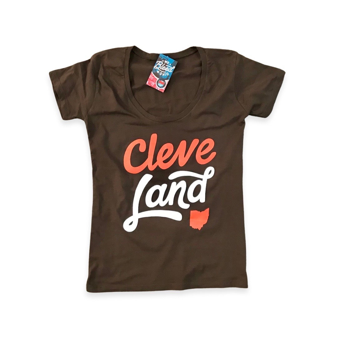 CleveLand Ohio - Team Script - Womens Tshirt, T-shirts, WeBleedOhio, WeBleedOhio