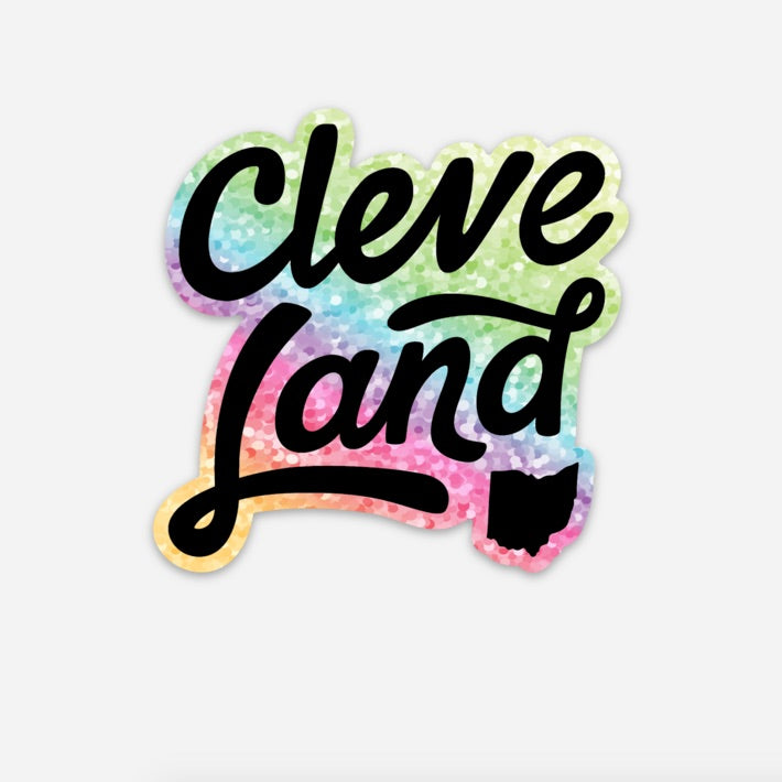 Sticker Glitter - CleveLand Script, Decorative Stickers, WeBleedOhio, WeBleedOhio