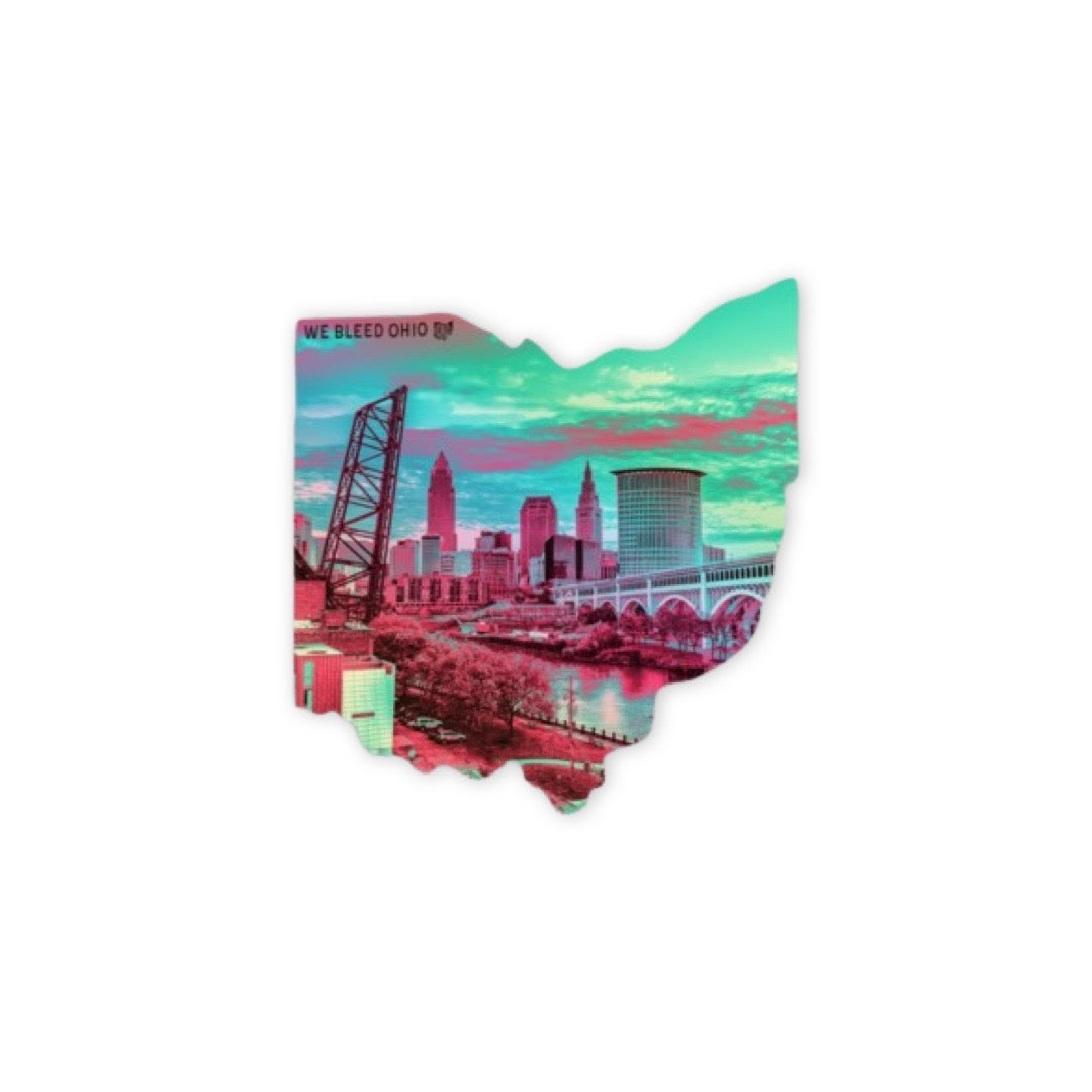 Sticker - Ohio Cleveland Skyline, Decorative Stickers, WeBleedOhio, WeBleedOhio
