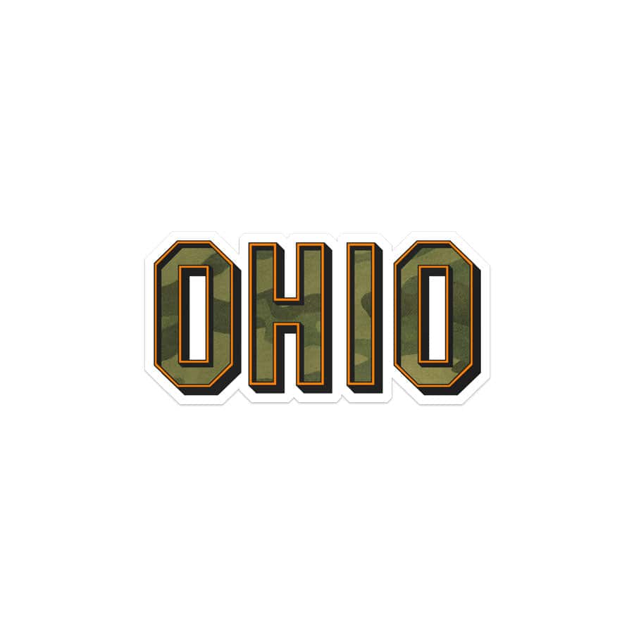 Sticker - Block Ohio Camo Text, Decorative Stickers, WeBleedOhio, WeBleedOhio