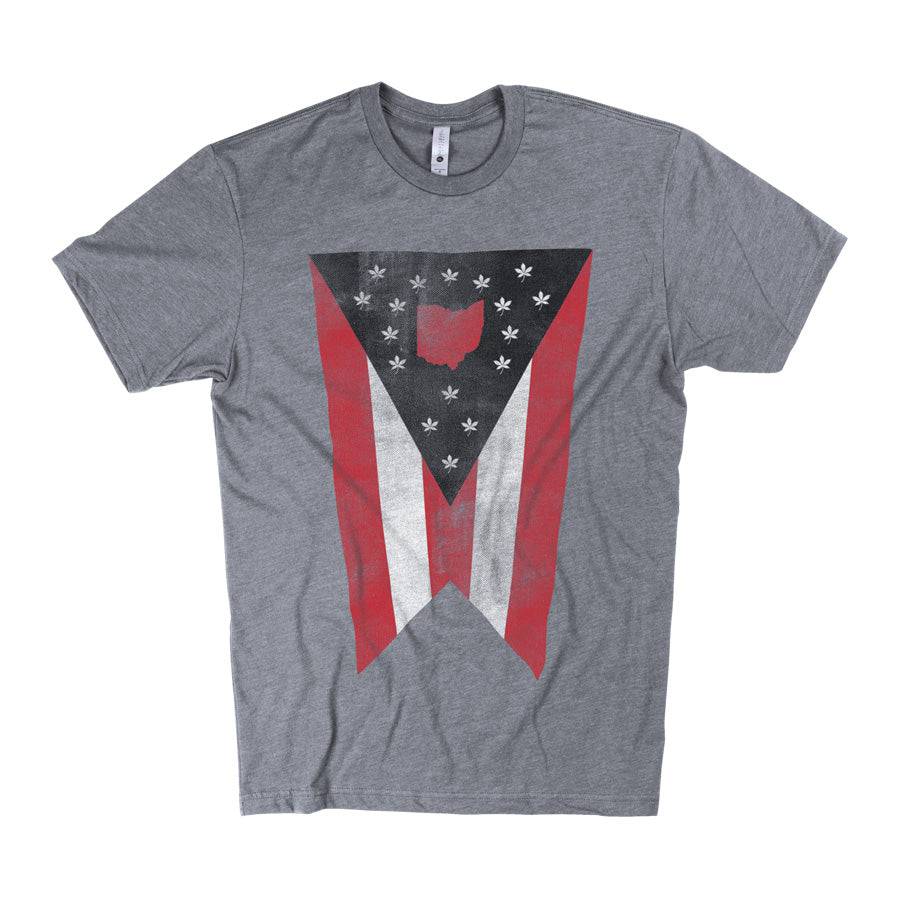 Ohio Buckeye State Flag - Triblend T-shirt, , WeBleedOhio, WeBleedOhio