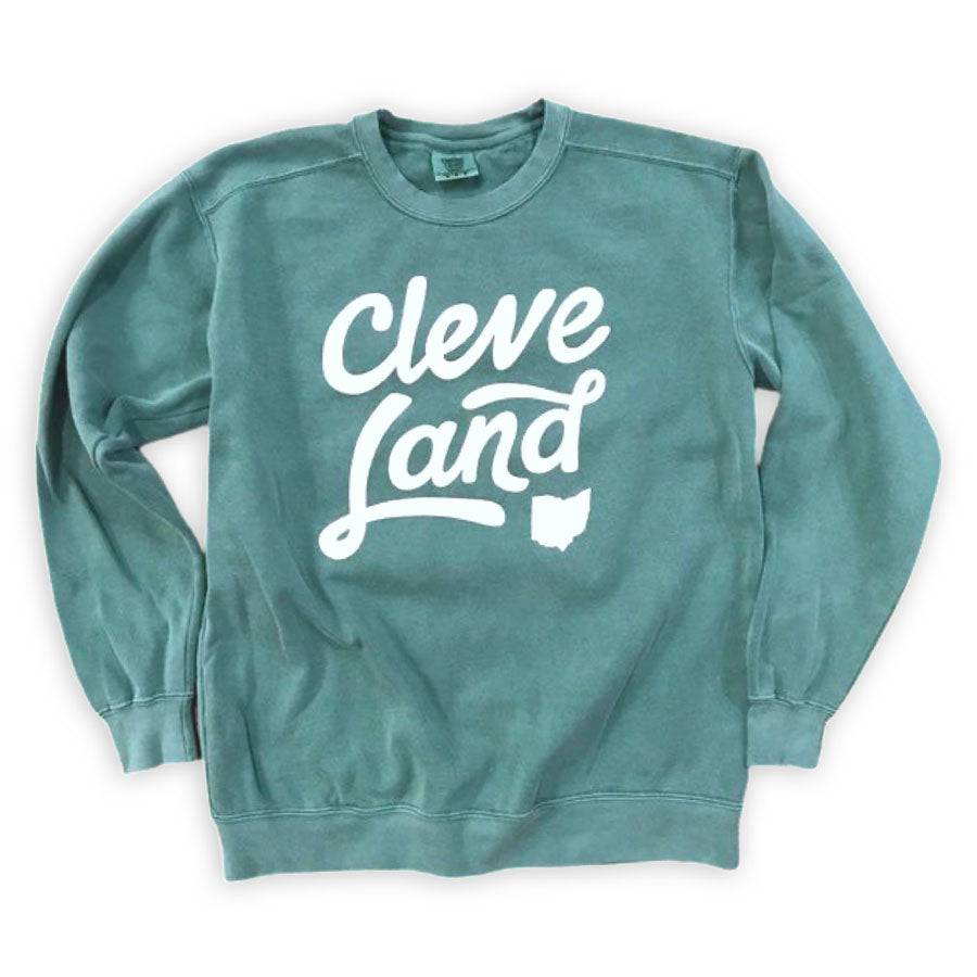 CleveLand Ohio Script - Crewneck Sweatshirt, Shirts & Tops, WeBleedOhio, WeBleedOhio