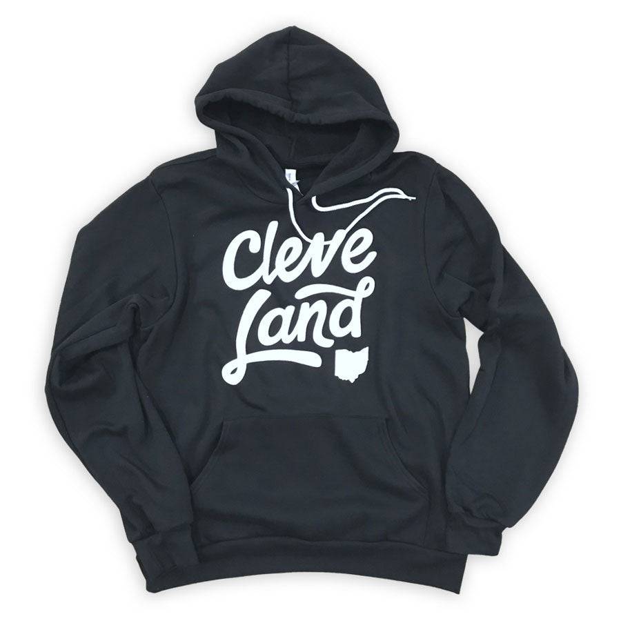 CleveLand Ohio - White Script - Hooded Pullover Sweatshirt, Shirts & Tops, WeBleedOhio, WeBleedOhio