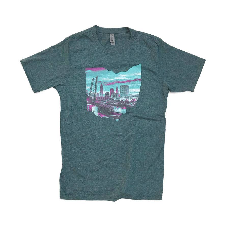 Ohio Cleveland Skyline Triblend T shirt