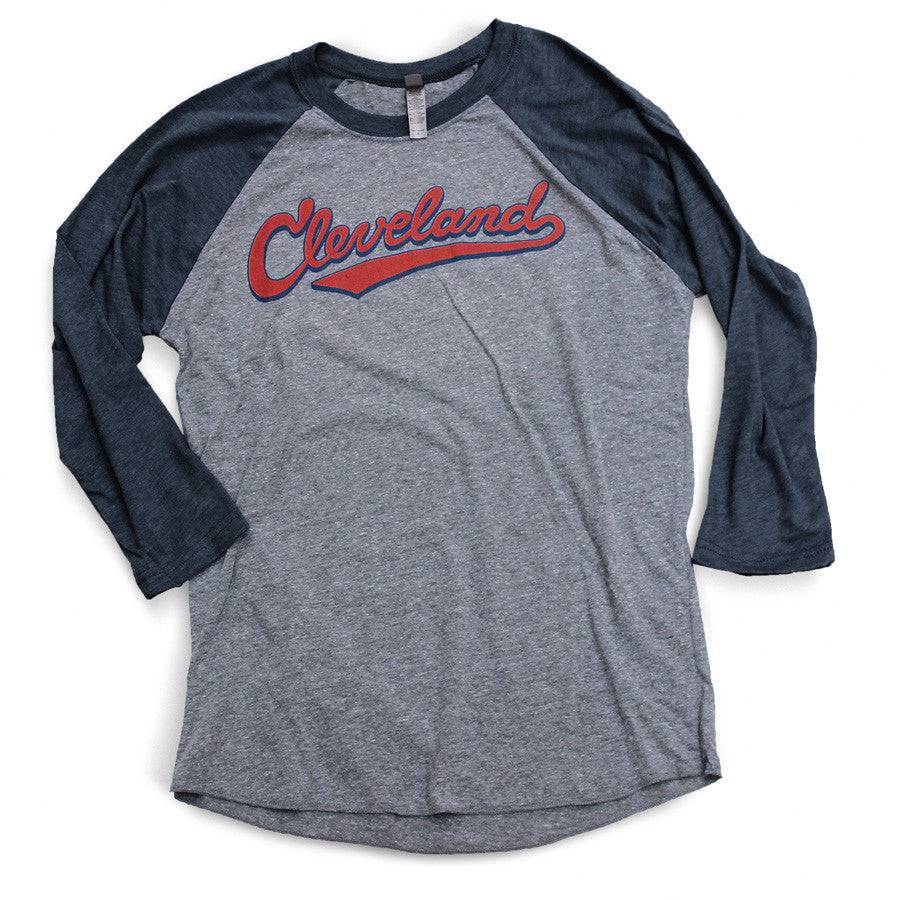 Cleveland Athletic Script - Diamond 3/4-Sleeve Raglan T-shirt, Shirts & Tops, WeBleedOhio, WeBleedOhio