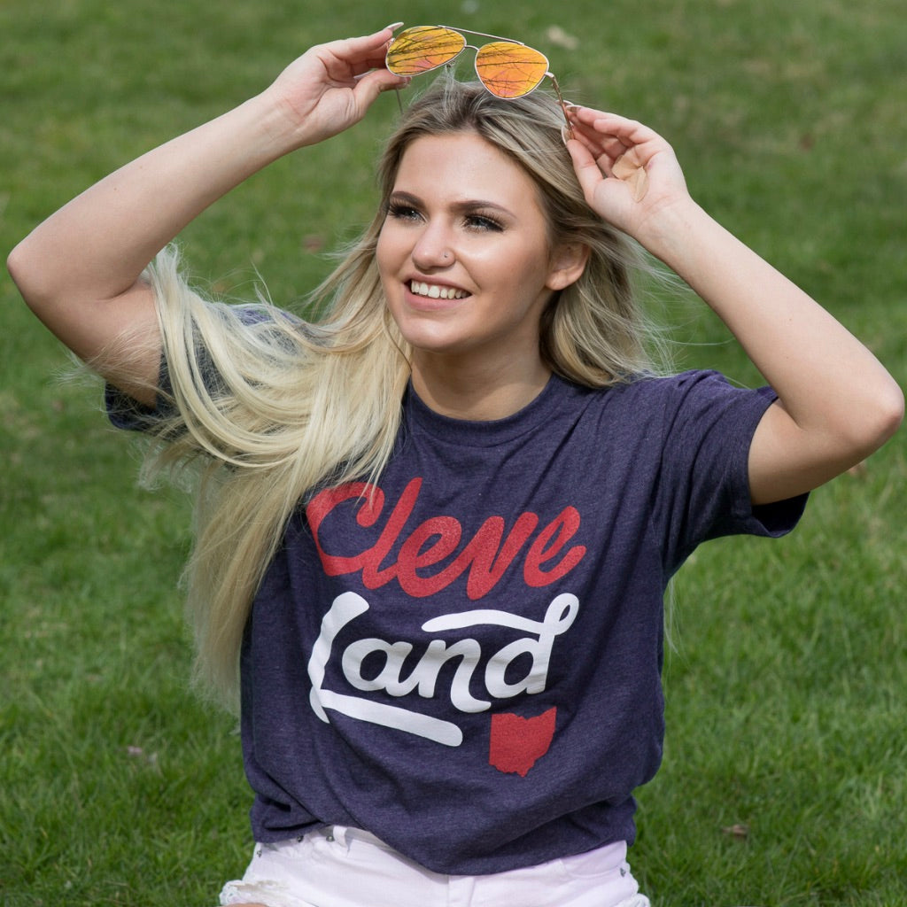 CleveLand Ohio Script - Cleveland Ballpark Tshirt, T-shirts, WeBleedOhio, WeBleedOhio